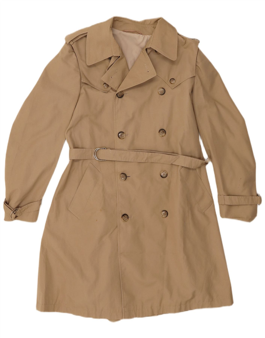 Vintage mujer gabardina Reino Unido 12 medio beige sintético