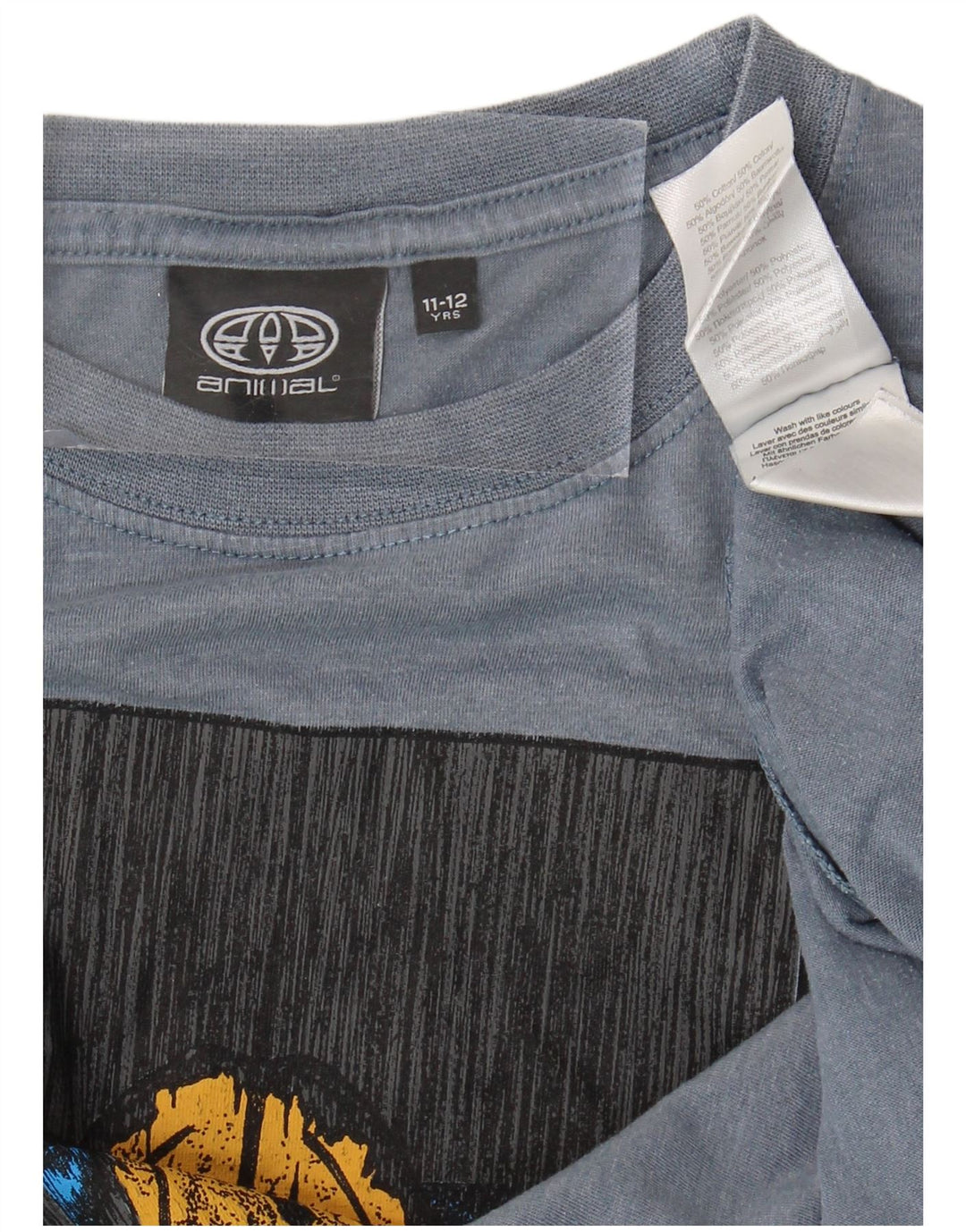 Camiseta estampada Animal para niño Top 11-12 años Algodón azul