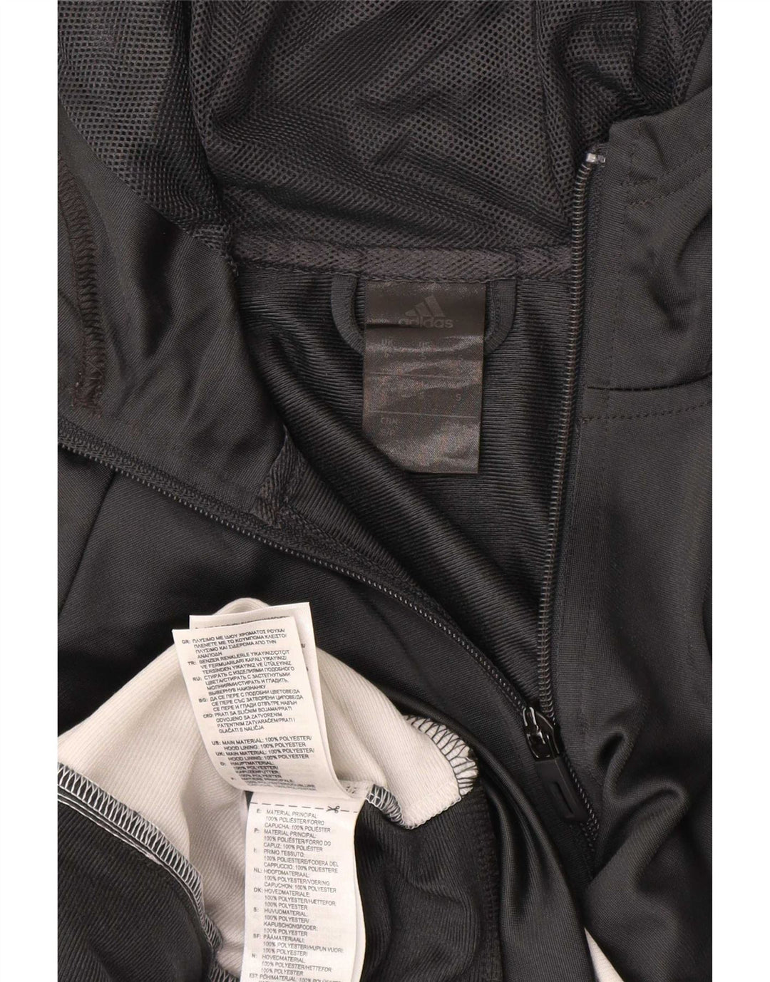 Adidas Hombre Zip Sudadera Con Capucha Suéter Pequeño Gris Colorblock Poliéster