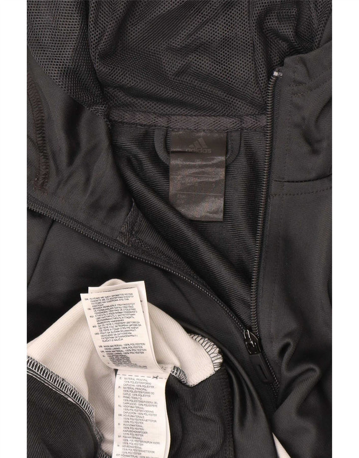 Adidas Hombre Zip Sudadera Con Capucha Suéter Pequeño Gris Colorblock Poliéster