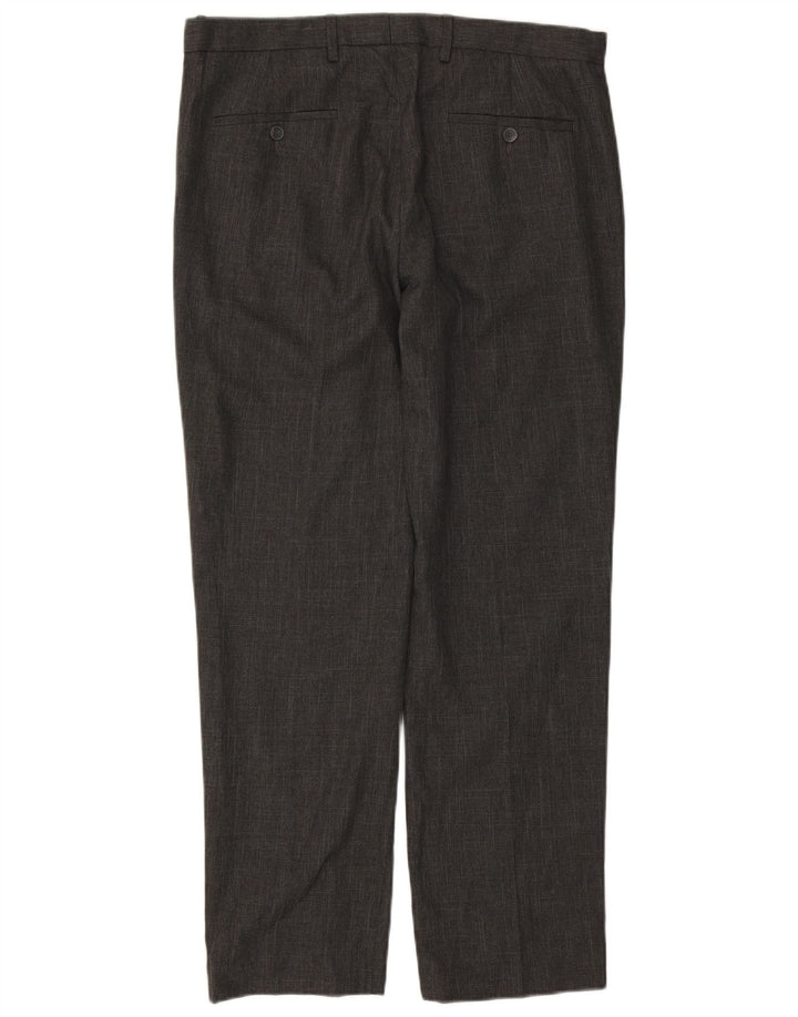 MARKS & SPENCER Pantalón de traje recto para hombre W36 L31 Poliéster gris