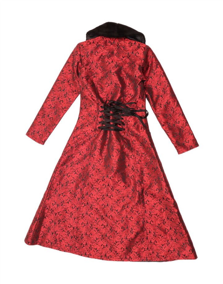 EMP Abrigo Gothicana de Mujer con Doble Botonadura UK 40 Pequeño Poliéster Floral Rojo