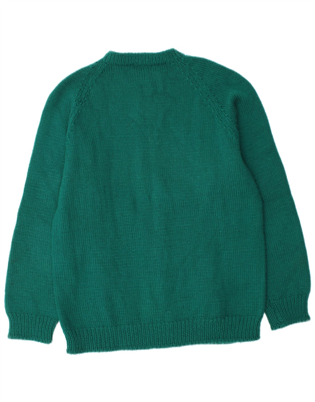 Vintage hombres cuello redondo jersey suéter medio verde