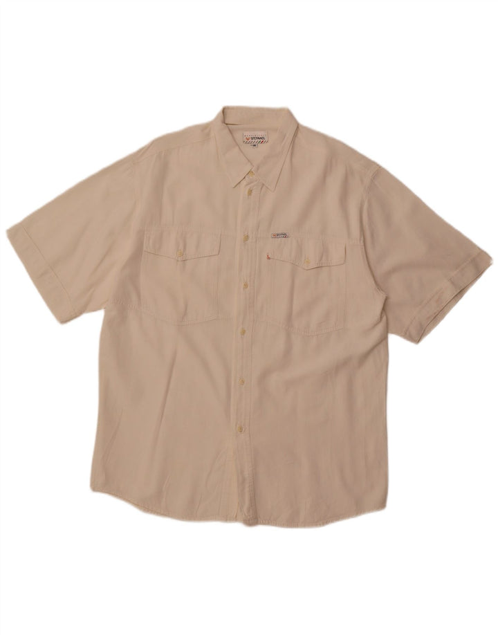 Stefanel Camisa De Manga Corta Para Hombre Algodón Blanco Mediano