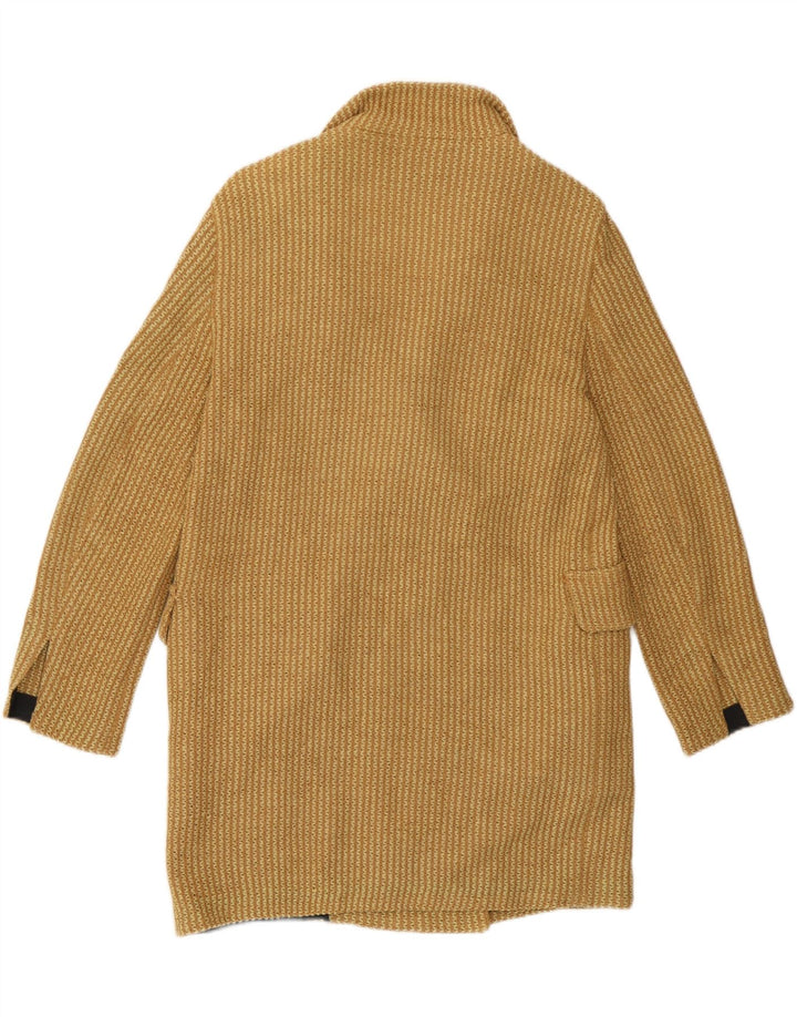 Zara Mujer Abrigo De Punto De Doble Botonadura Reino Unido 10 Pequeño Algodón Amarillo