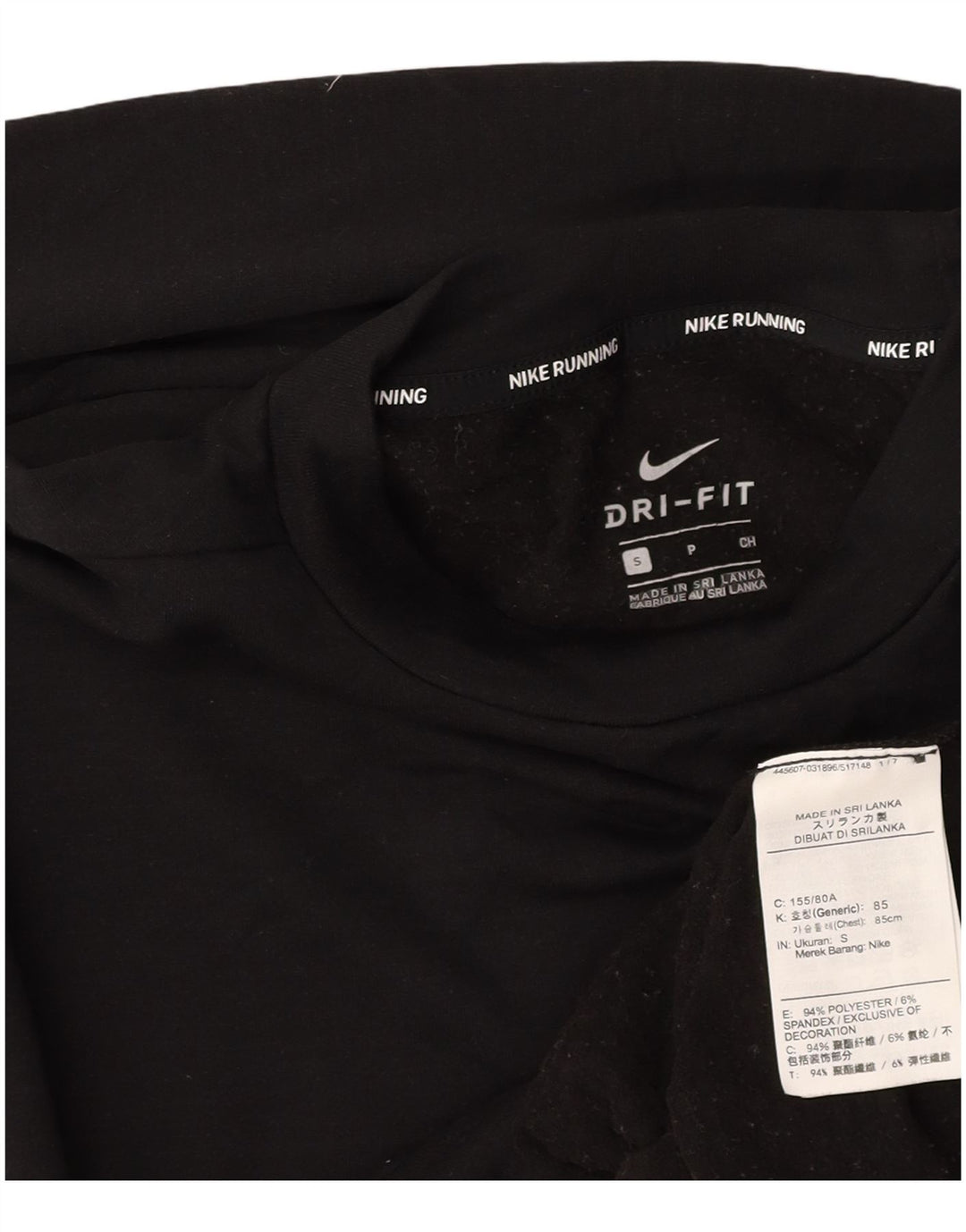 NIKE Mujer Running Oversize Top Manga Larga UK 10 Pequeño Poliéster Negro