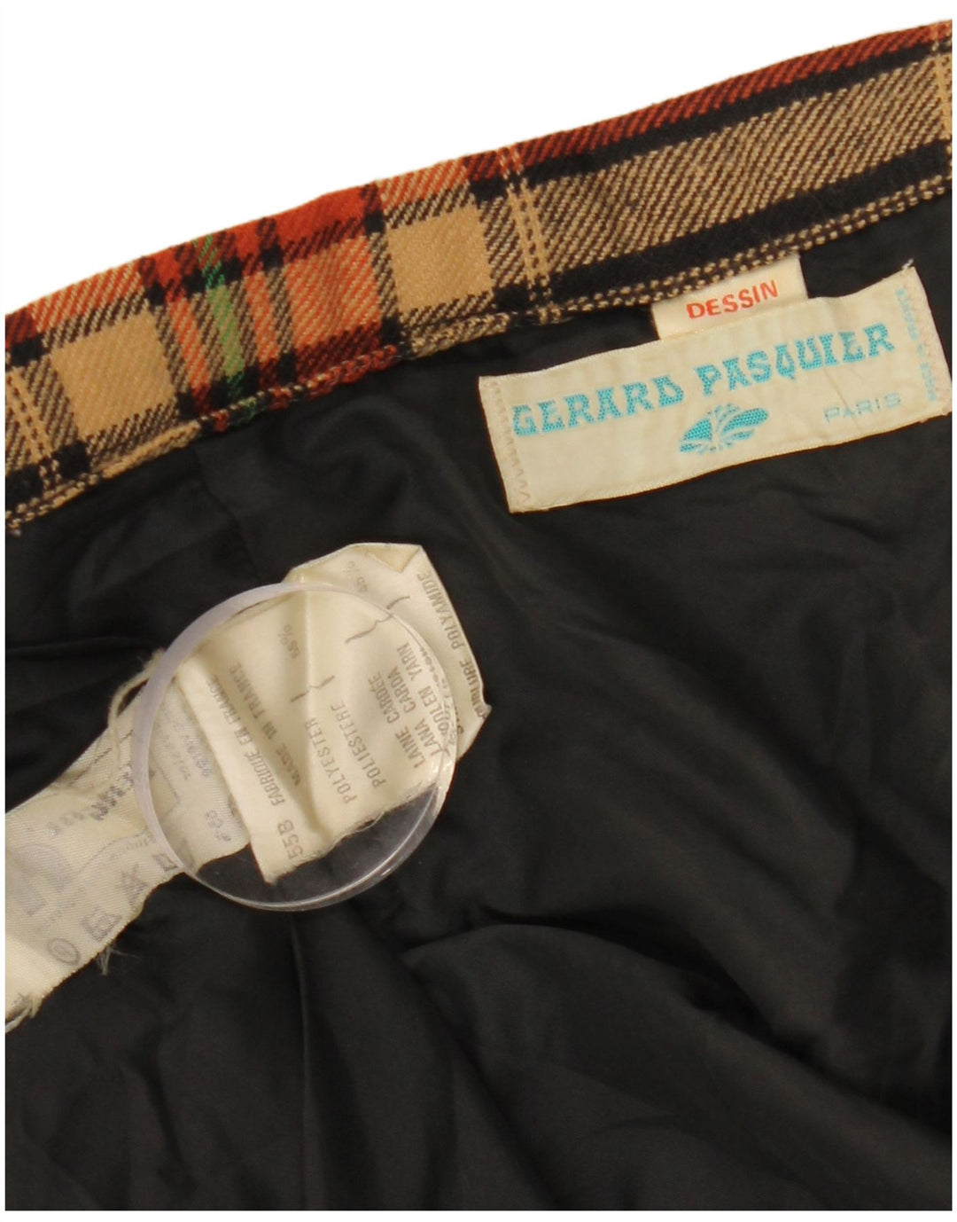 GERARD PASQUIER Falda acampanada para mujer W24 XS Poliéster a cuadros negro