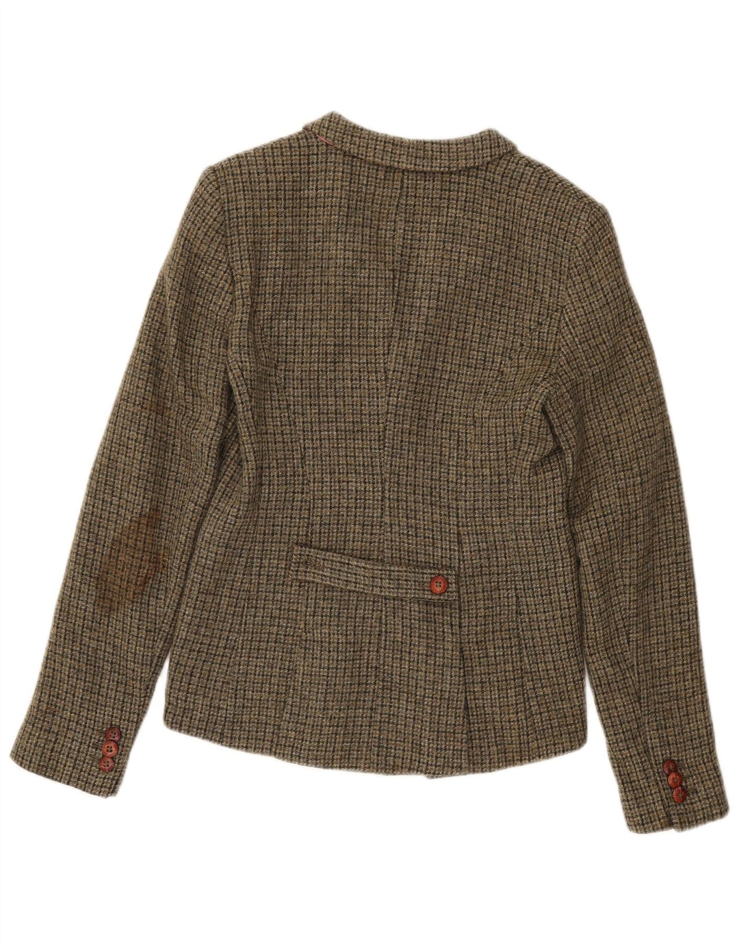 Jack Wills Chaqueta tipo blazer de 3 botones para mujer UK 10 Small Khaki Houndstooth Wool