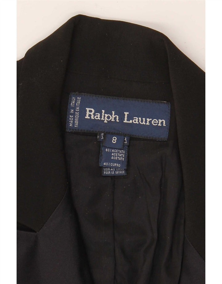 Ralph Lauren Abrigo de doble botonadura para mujer US 8 Mediano Acetato negro