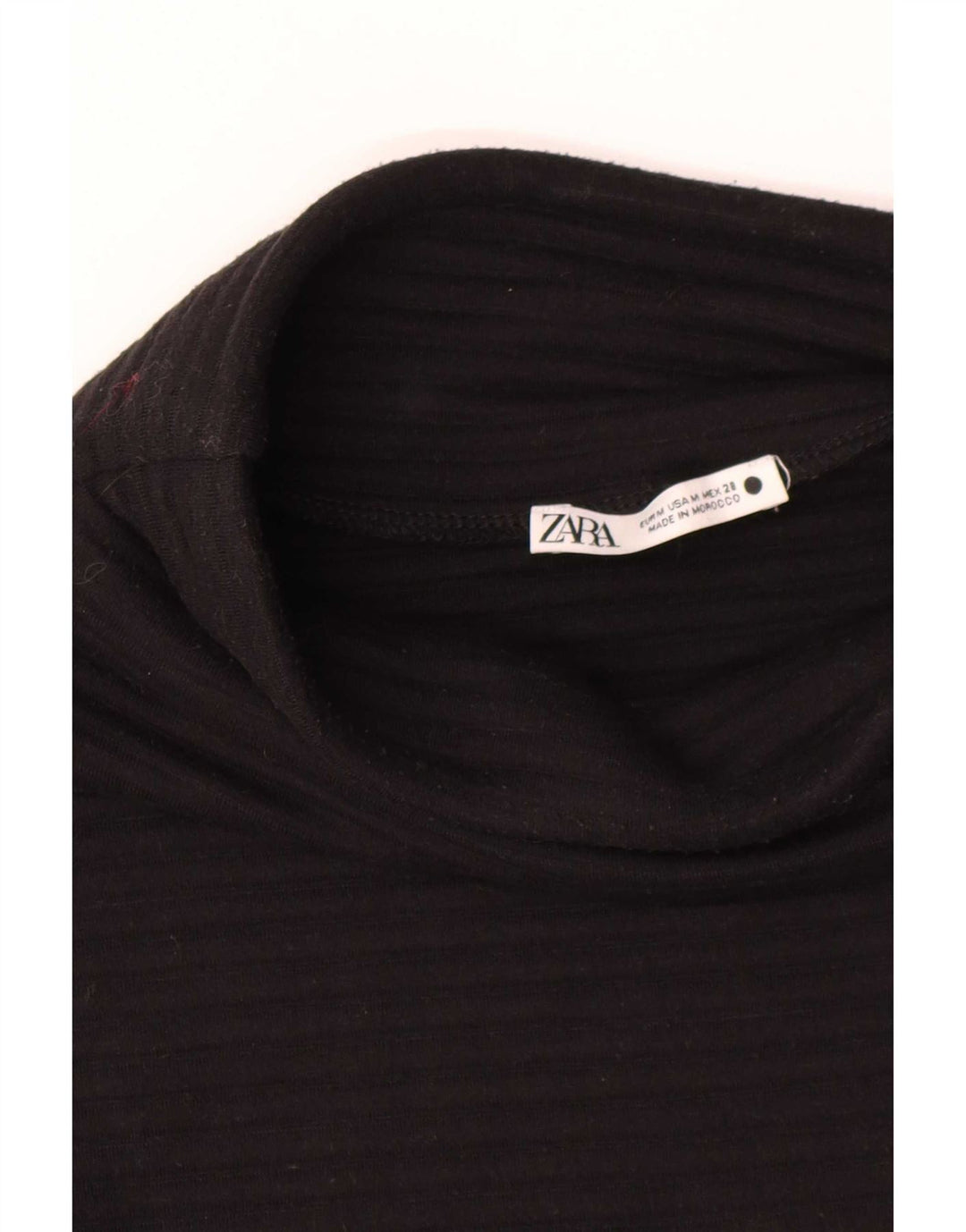 Zara Mujer Top Manga 3/4 UK 44 Medio Negro Poliéster