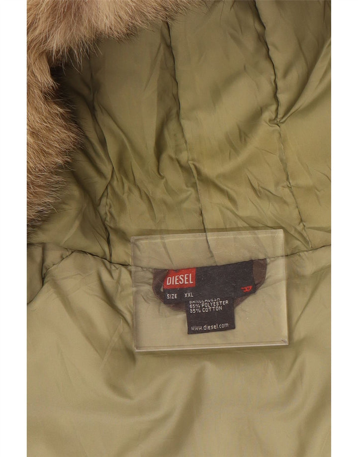 DIESEL Abrigo acolchado con capucha para hombre UK 44 2XL Marrón Poliéster