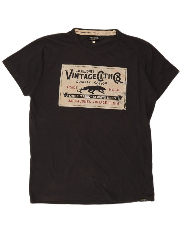 Jack & Jones Hombre Camiseta Gráfica Top Algodón Gris Medio