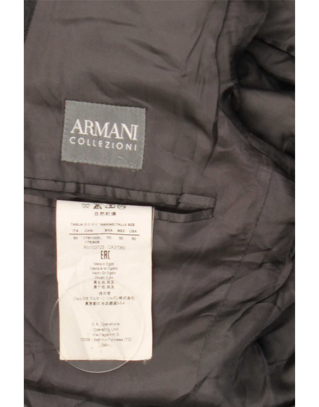 Armani Collezioni Chaqueta tipo blazer de 2 botones para hombre IT 50 Lana gris grande