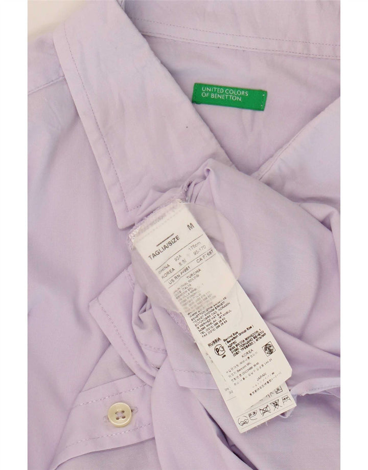 Camisa Benetton Hombre Mediano Morado Algodón