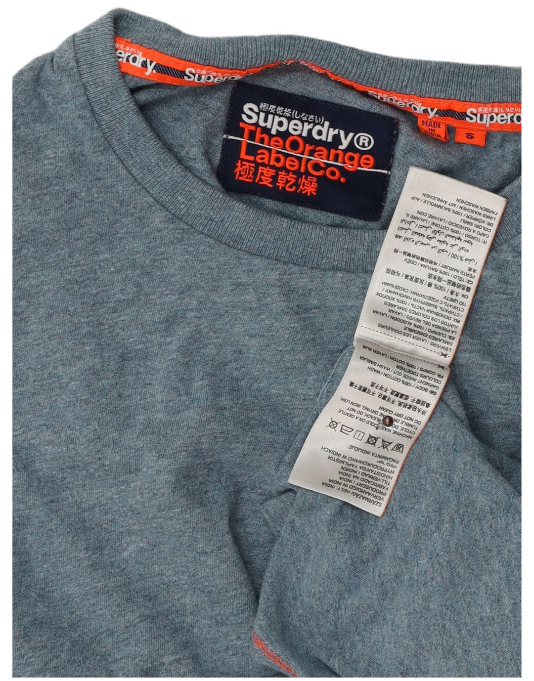 SUPERDRY Hombre Camiseta Top Small Azul Algodón