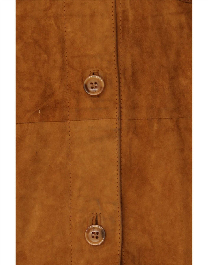 Vintage mujer fin de semana chaqueta de ante IT 42 cuero beige medio