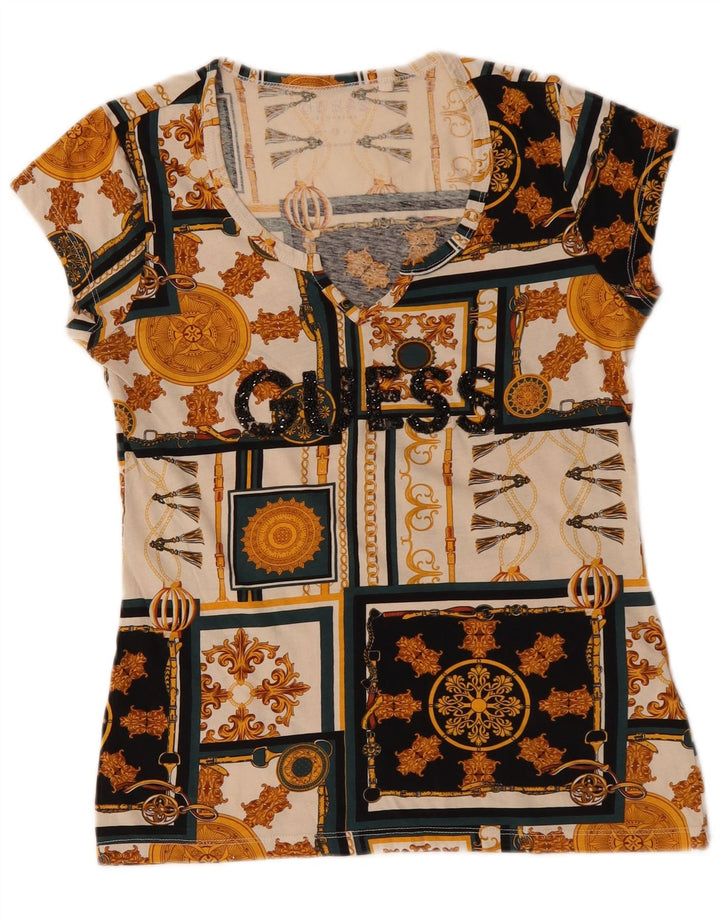 Guess Camiseta gráfica para mujer Top UK 12 Medium Multicolor