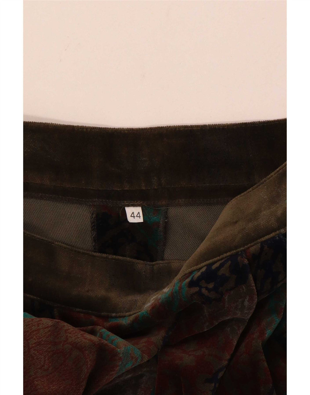 Vintage mujer patrón abstracto pantalones casuales IT 44 Medio W26 L34 Marrón