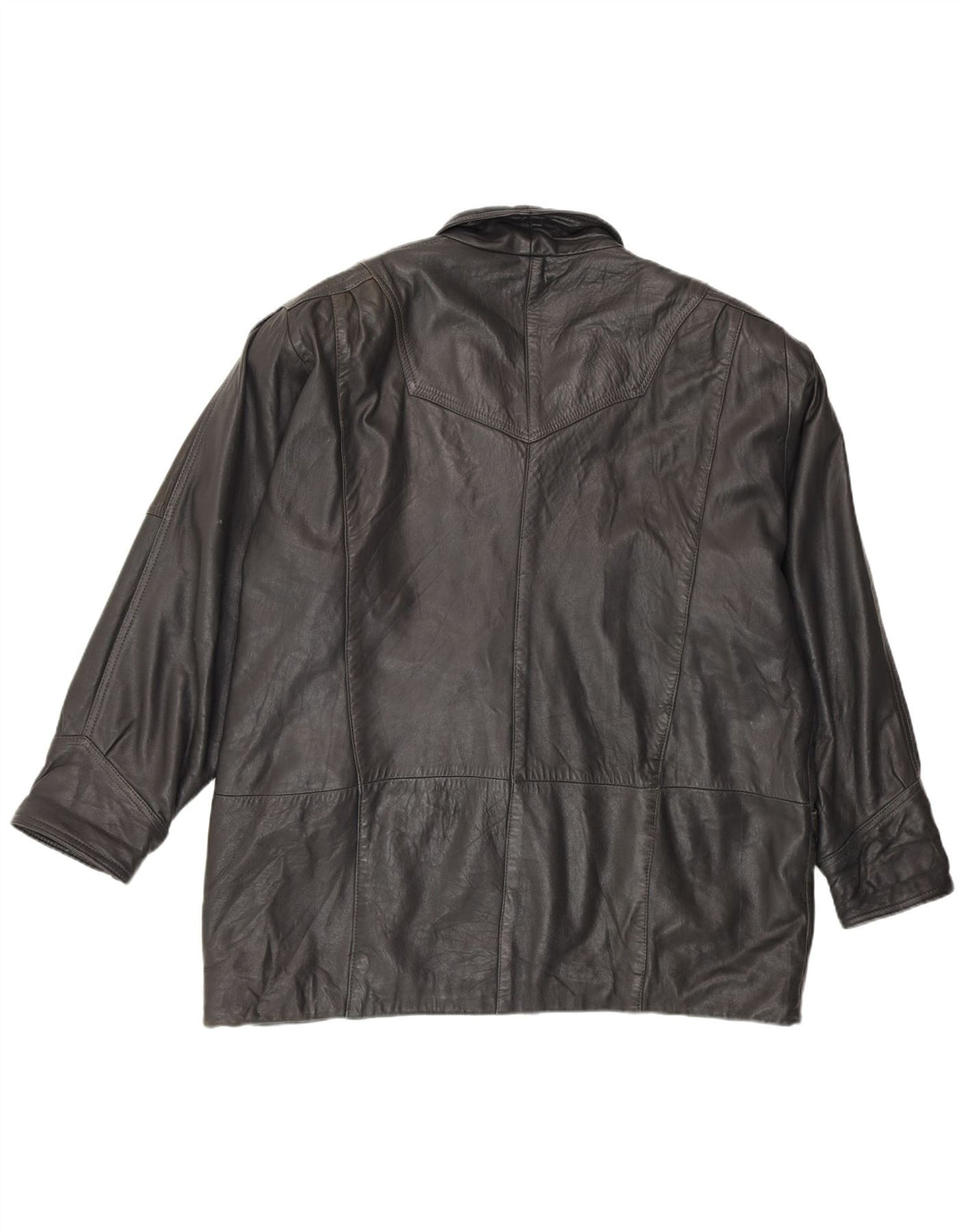 Chaqueta de cuero vintage para mujer EU 48 2XL Negro