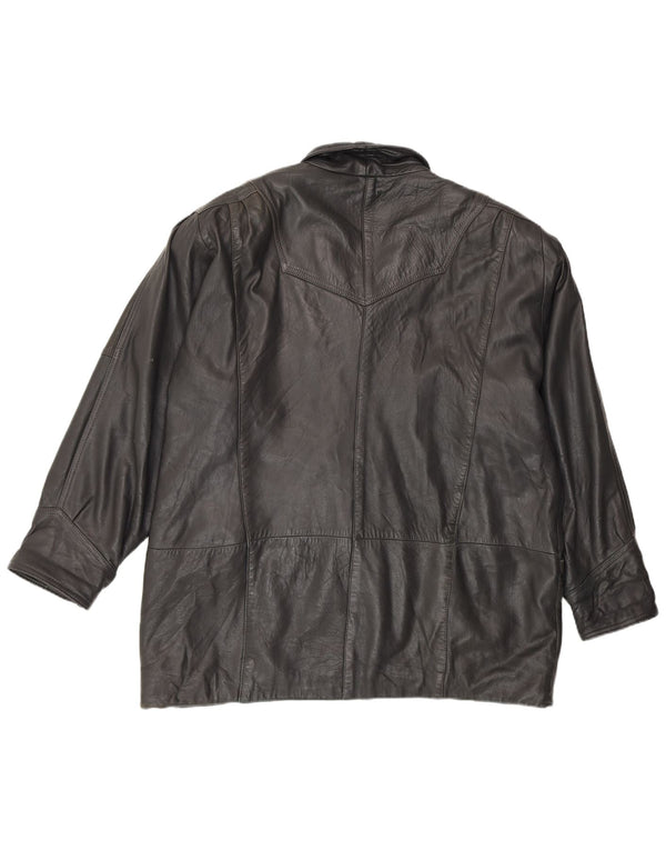 Chaqueta de cuero vintage para mujer EU 48 2XL Negro