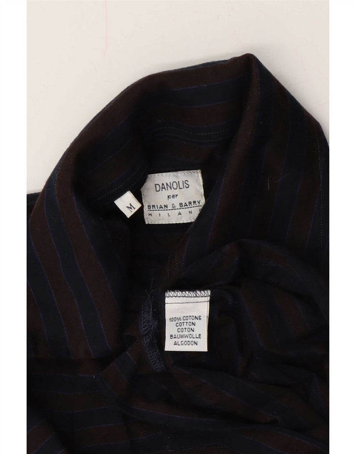Danolis Camisa tipo jersey para hombre Algodón a rayas azul marino mediano
