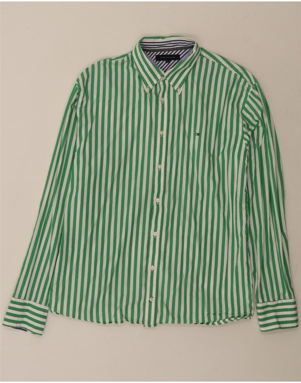 Camisa Tommy Hilfiger Hombre XL Algodón Rayas Verde