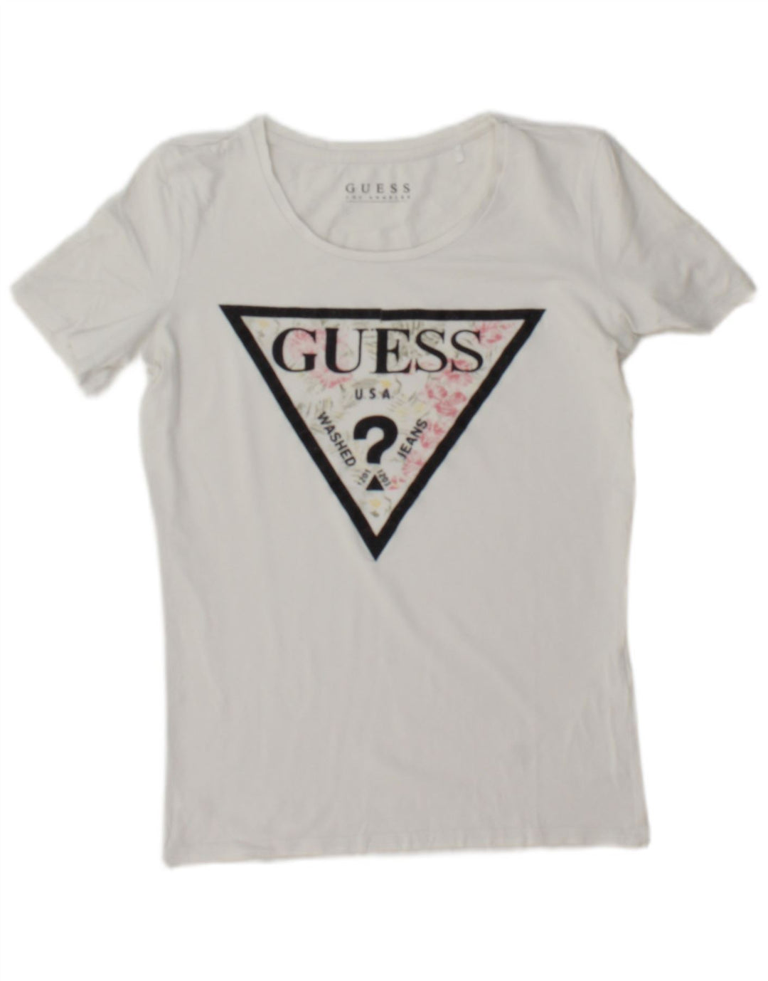 Guess Camiseta gráfica para mujer Top UK 12 Medium White