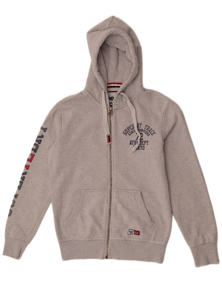 Superdry Hombre Sudadera Con Capucha Y Cremallera Gráfica De Algodón Gris Medio