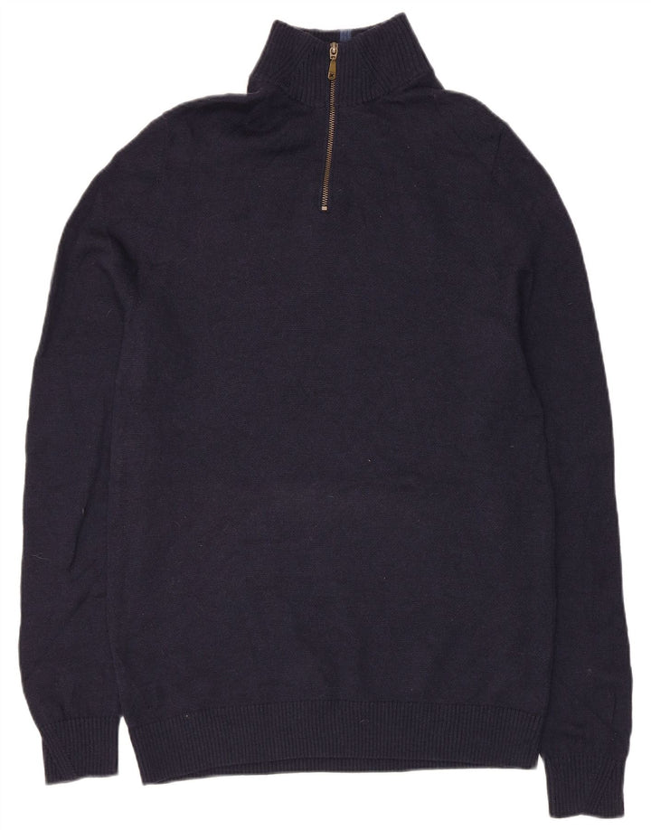 Jersey con cuello y cremallera para hombre de lana merino en azul marino mediano de White Stuff