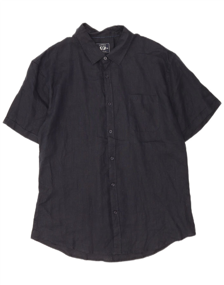 Camisa de manga corta para hombre Coast 2XL Azul marino Lino