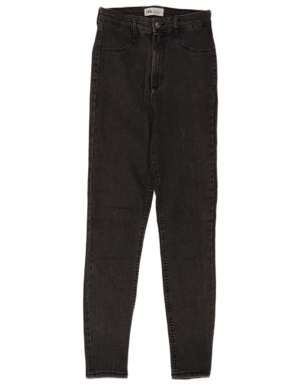Zara Vaqueros pitillo de talle alto para mujer EU 36 XS W26 L28 Algodón gris