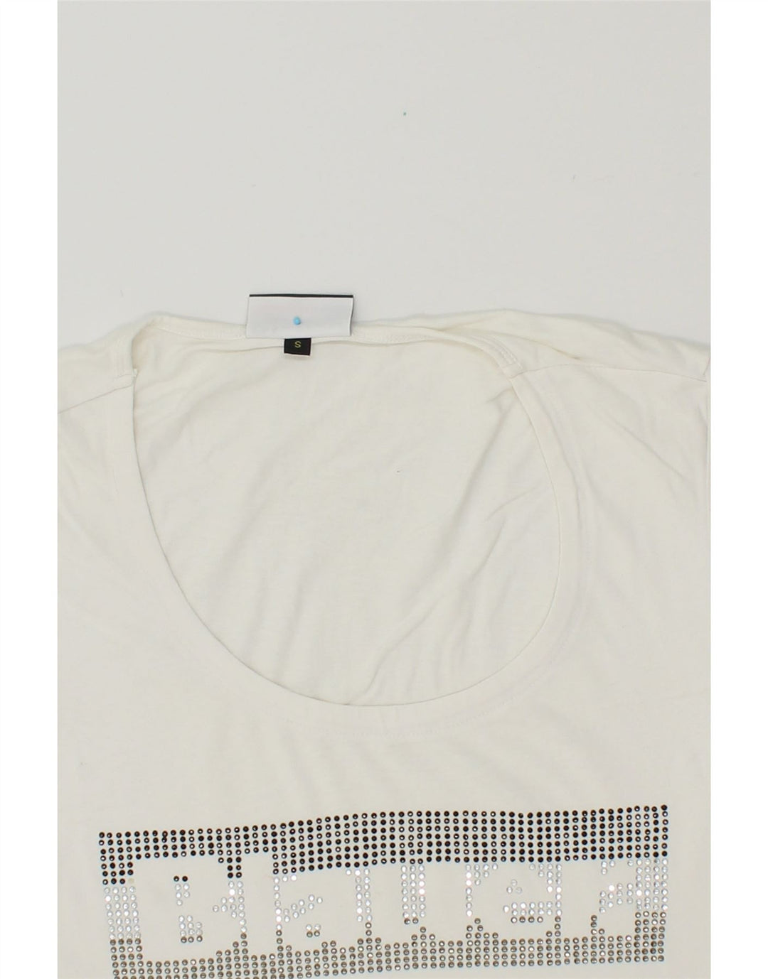 BLAUER Womens Graphic T-Shirt Top UK 10 Small White Cotton Vintage Blauer and Second-Hand Blauer from Messina Hembry 