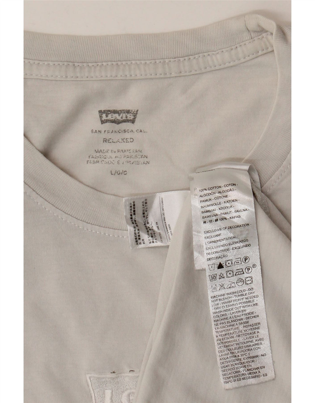 Levi's Camiseta de ajuste relajado para hombre Top grande de algodón blanco