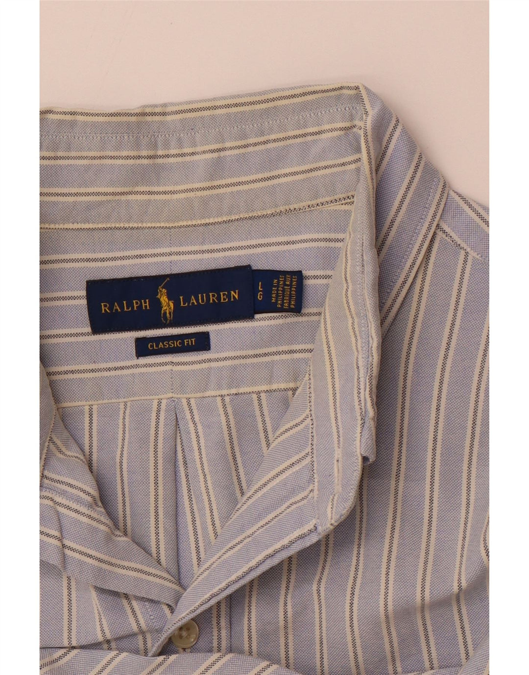 POLO RALPH LAUREN Camisa de manga corta para hombre con corte clásico y rayas azules grandes