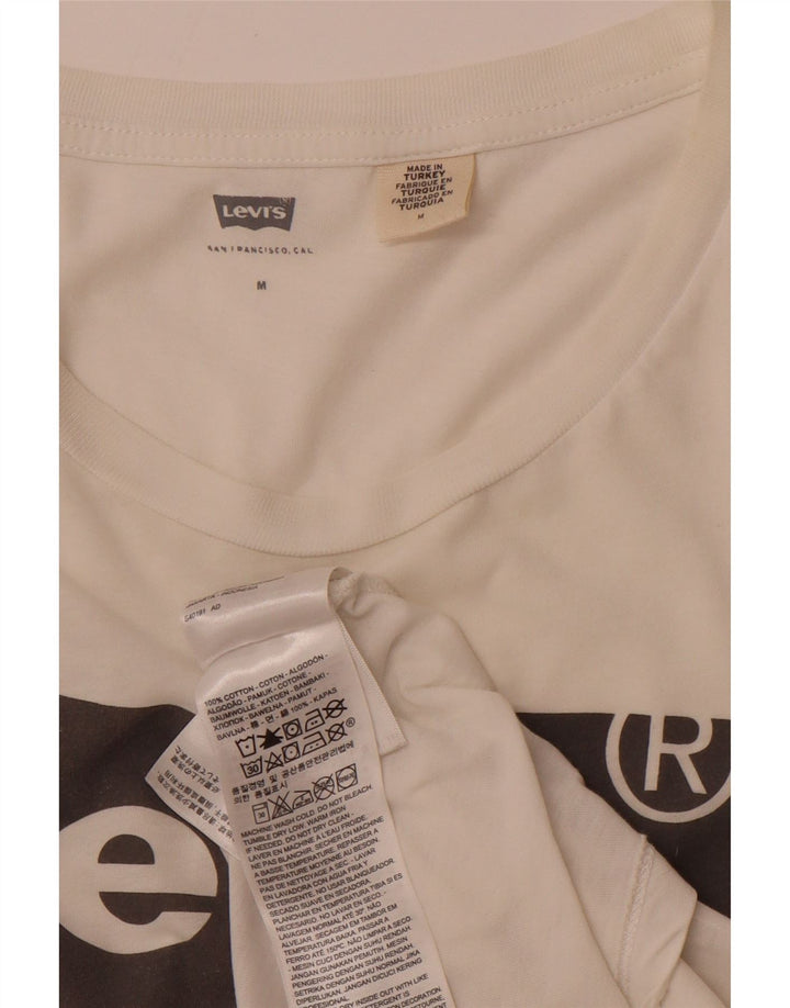 LEVI'S Camiseta gráfica para mujer Top UK 12 Medium White Cotton