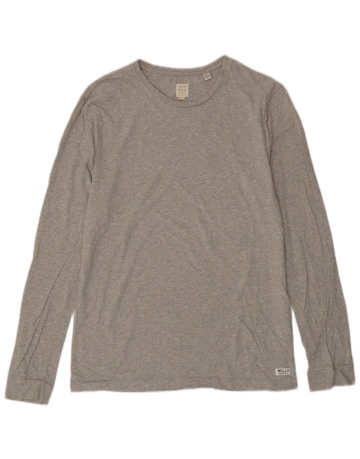 JACK WILLS Camiseta Hombre Manga Larga Algodón Gris Medio