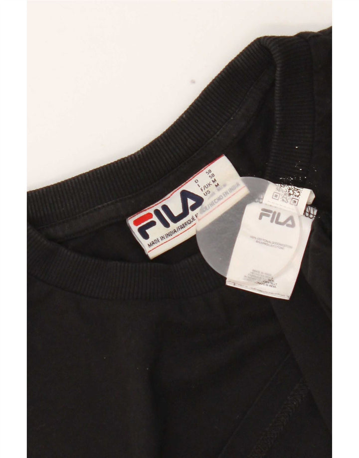 Fila Camiseta gráfica para hombre Top Medium Black Cotton