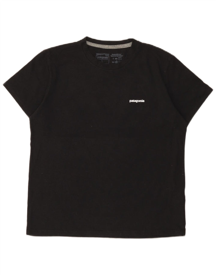 Patagonia Mujer Camiseta Gráfica Top UK 40 Grande Poliéster Negro