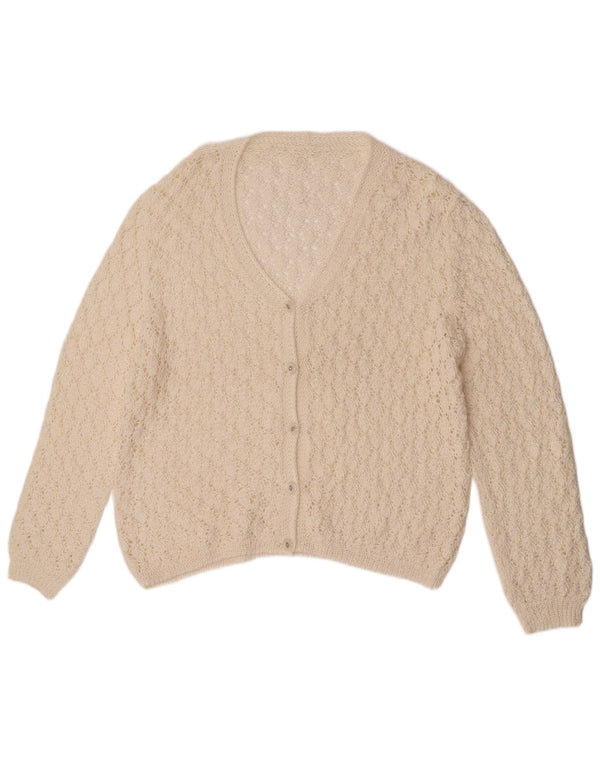 Vintage mujer Cardigan suéter Reino Unido 18 XL blanco