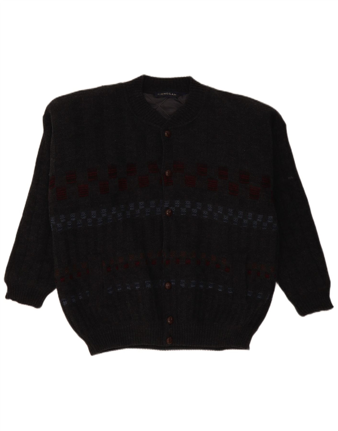 FINNEGAN Cárdigan para hombre suéter grande gris geométrico acrílico