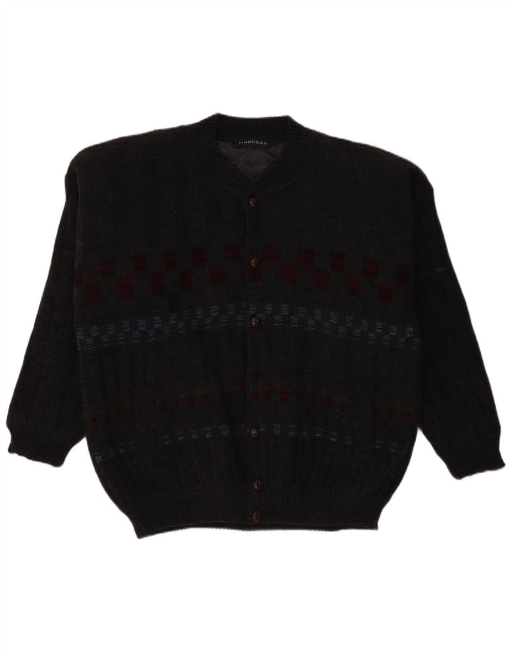 FINNEGAN Cárdigan para hombre suéter grande gris geométrico acrílico