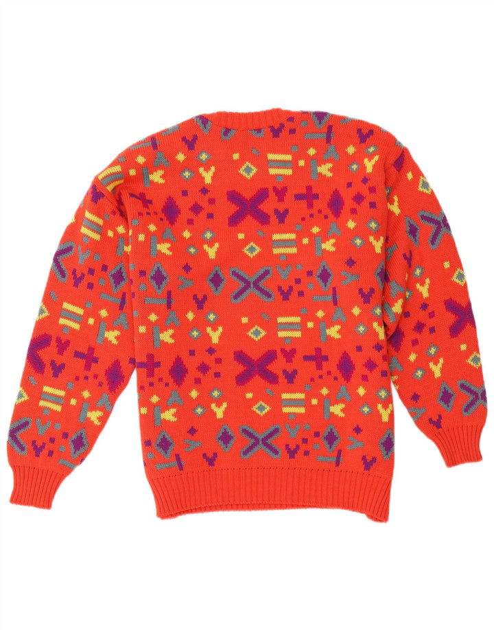 Pancari Jersey De Cuello Redondo Para Hombre Jersey De Lana Geométrica Roja Grande