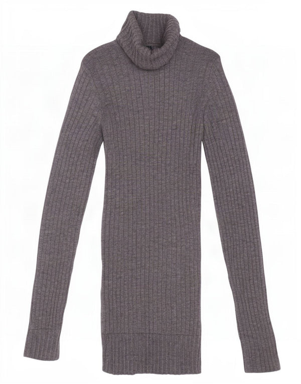 Zara Mujer Jersey De Cuello Vuelto Suéter UK 8 Small Gris Lana