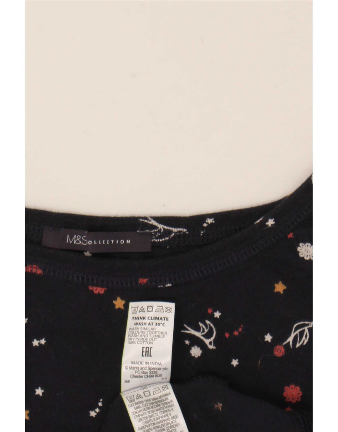 Marks & Spencer Top con estampado abstracto para mujer, manga 3/4, UK 20, 2XL, azul marino