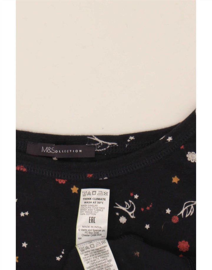 Marks & Spencer Top con estampado abstracto para mujer, manga 3/4, UK 20, 2XL, azul marino