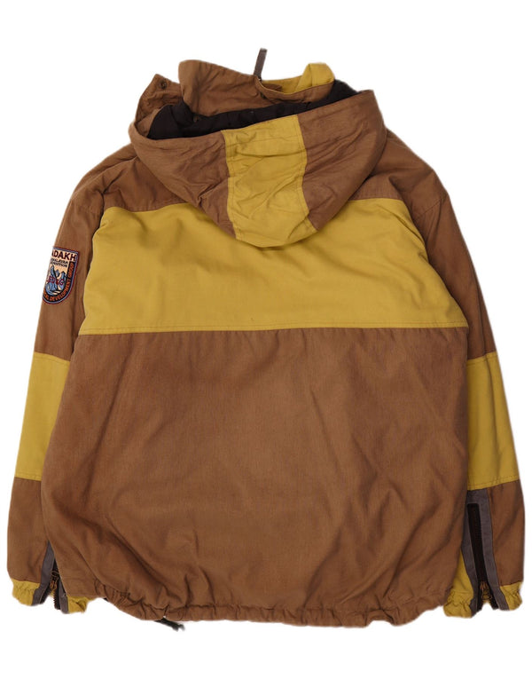 Ladakh Chaqueta de esquí anorak con capucha para hombre IT 54 2XL Marrón Colorblock Nylon
