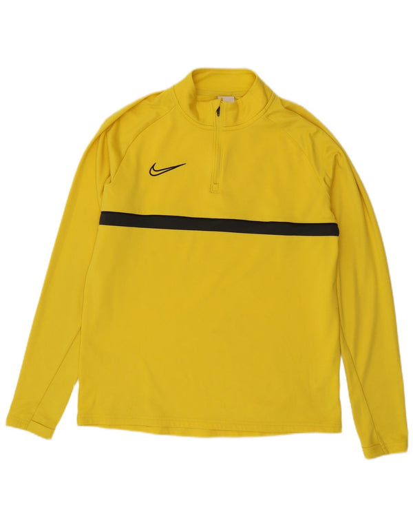 Camiseta de chándal Nike Dri Fit con cremallera y cuello en bloques de color amarillo medio para hombre