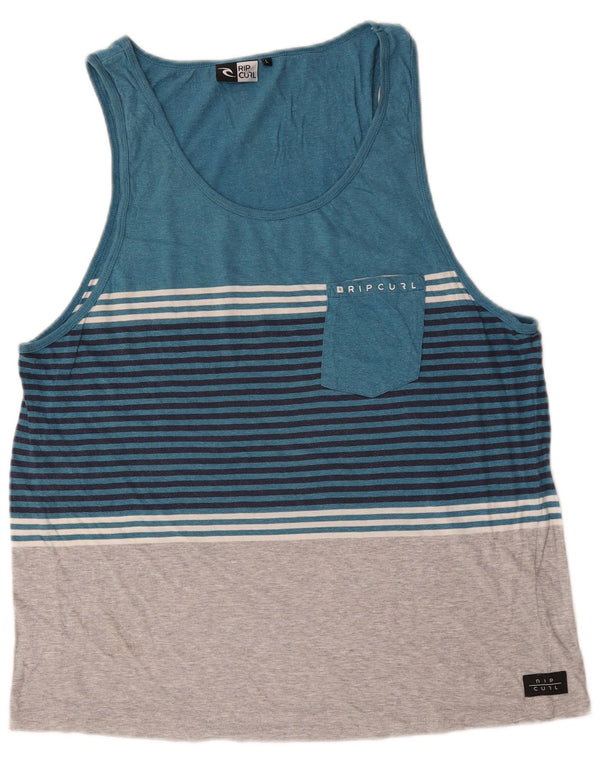 Rip Curl Camiseta sin mangas para mujer Reino Unido 16 Algodón a rayas azul grande