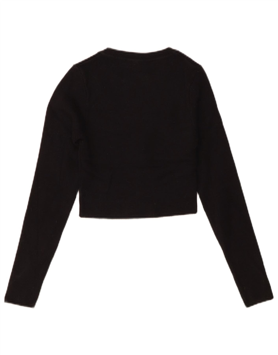 Zara Mujer Crop Top Manga Larga UK 8 Small Viscosa Negra