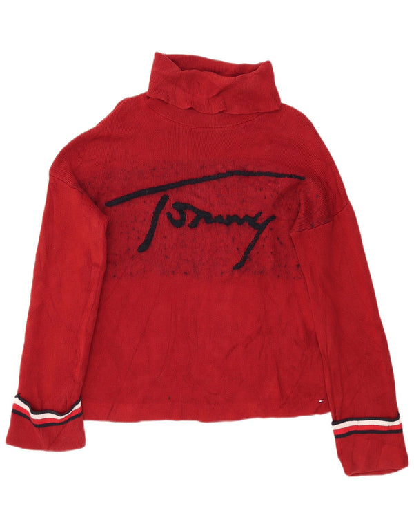 Tommy Hilfiger Suéter gráfico con cuello vuelto para mujer UK 10 Small Red
